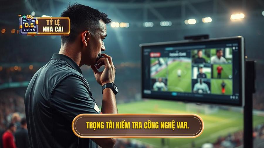1. Trọng tài kiểm tra công nghệ VAR.