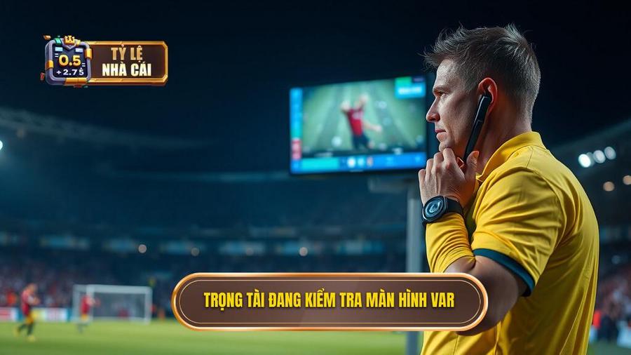 2. Trọng tài đang kiểm tra màn hình VAR